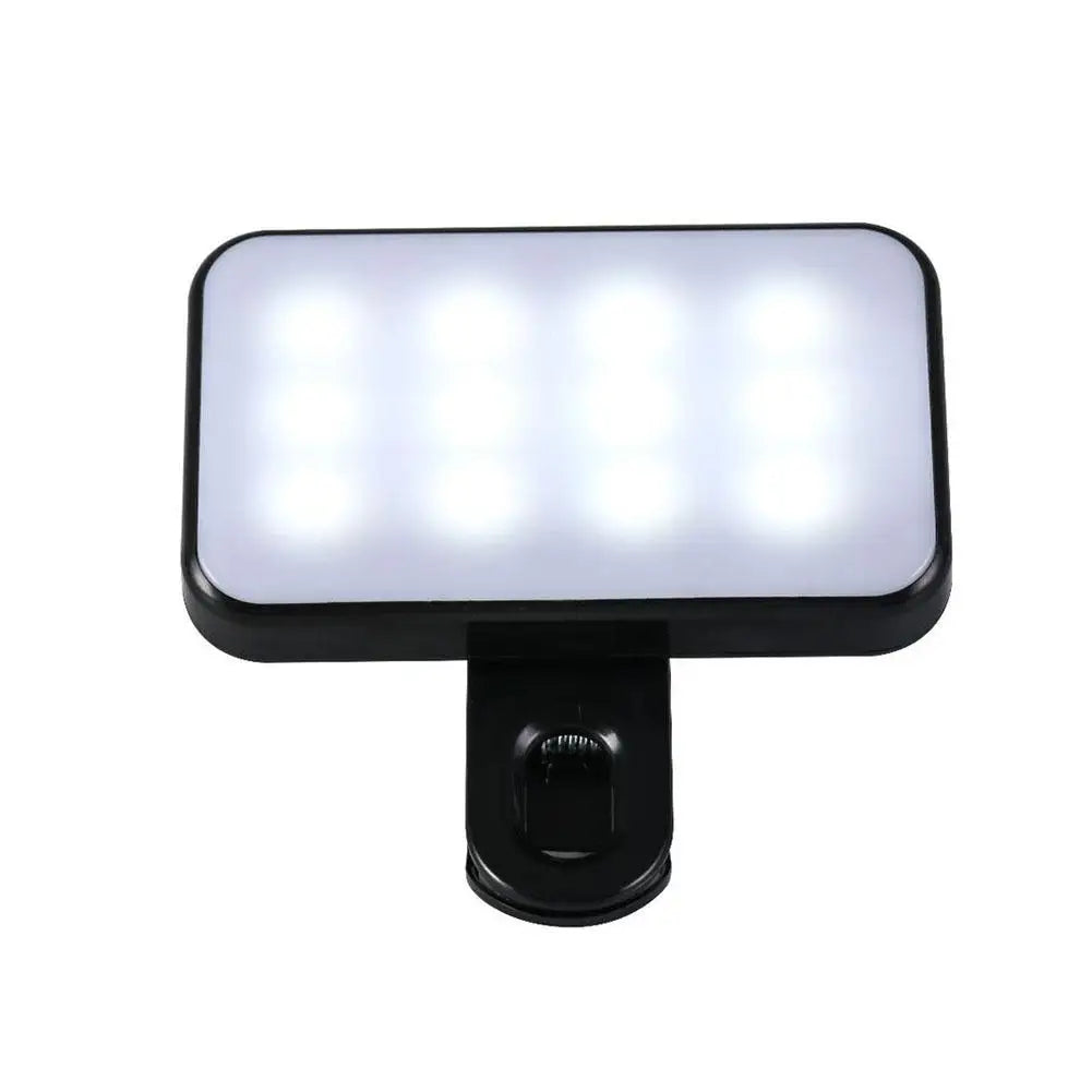 Portable Mini LED Selfie Fill Light 3 Modes Adjustable Brightness Rechargeable Clip On For Mobile Phone Laptops Live Video Light