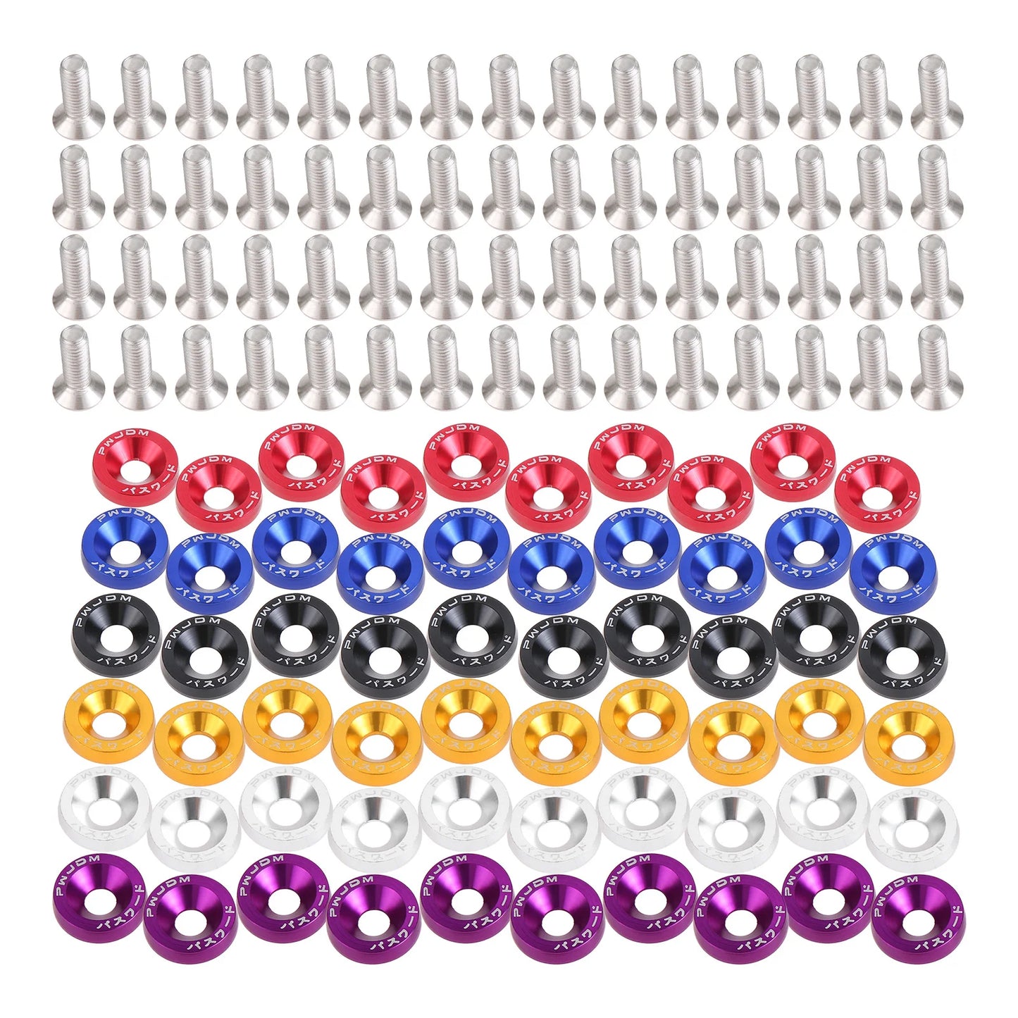 M6 Anodized Aluminum Fender Screw Washers Bolts for Automobile Fender Headlight Bumper Car Modified Fasteners Aluminum