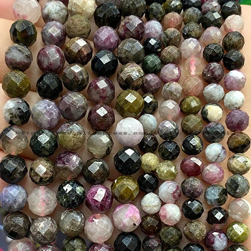 Natural Gem Stone Faceted Round Red Garnet Loose Spacer Beads for Jewelry Making Diy Earrings Bracelets Charms Accessories