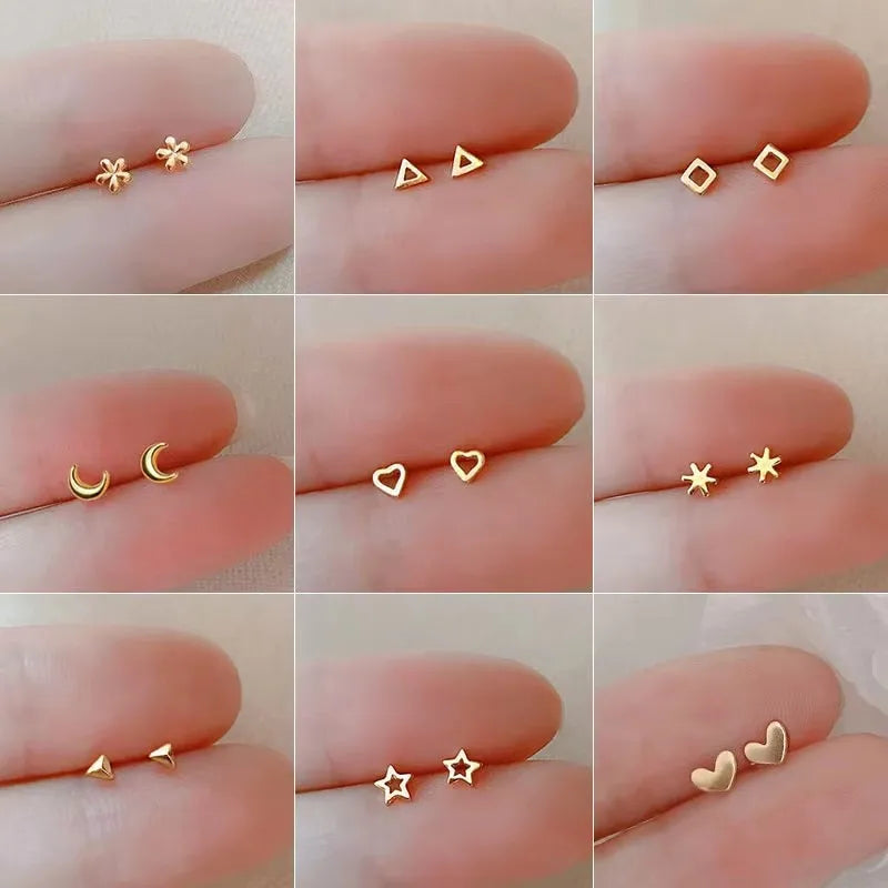 Korean Minimalism Gold Color Small Leaf Butterfly Stud Earrings for Women Hypoallergenic Daily Wear Ear Girls Pierc Gifts