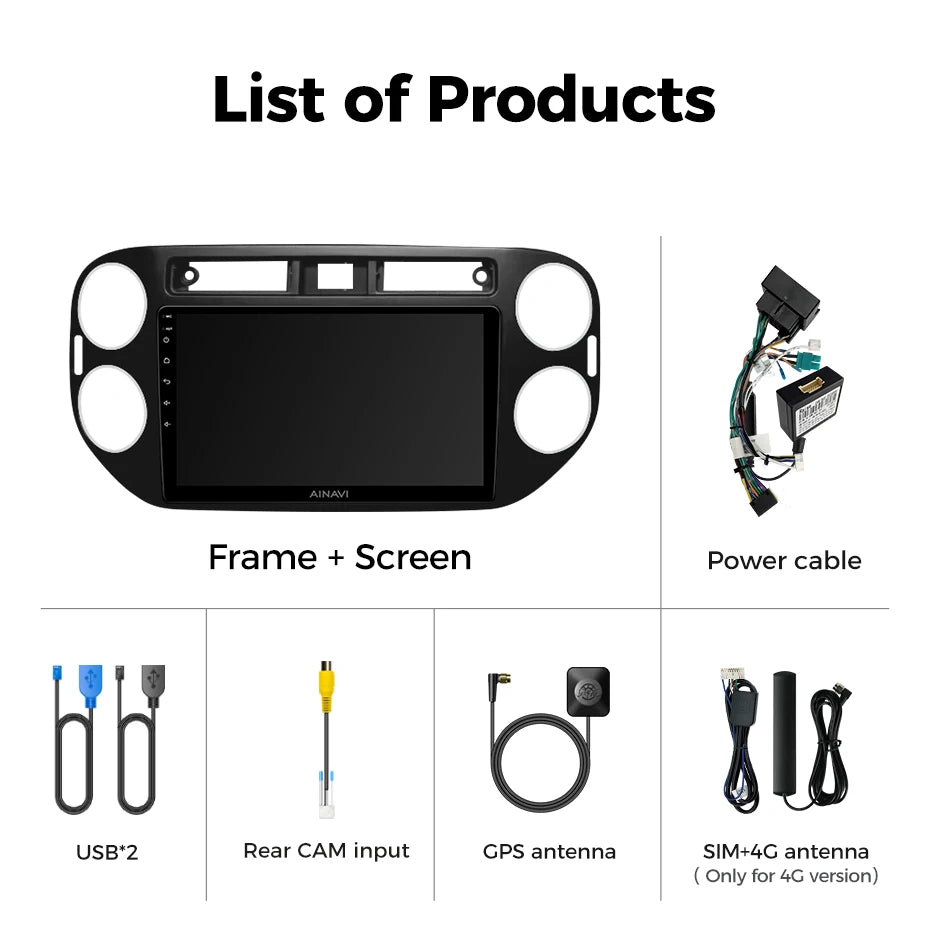 Ainavi Car Multimedia Player For Volkswagen VW Tiguan 2006 2008 2010 2016 Golf Plus Wireless Carplay Android Auto 4G Wifi 2din