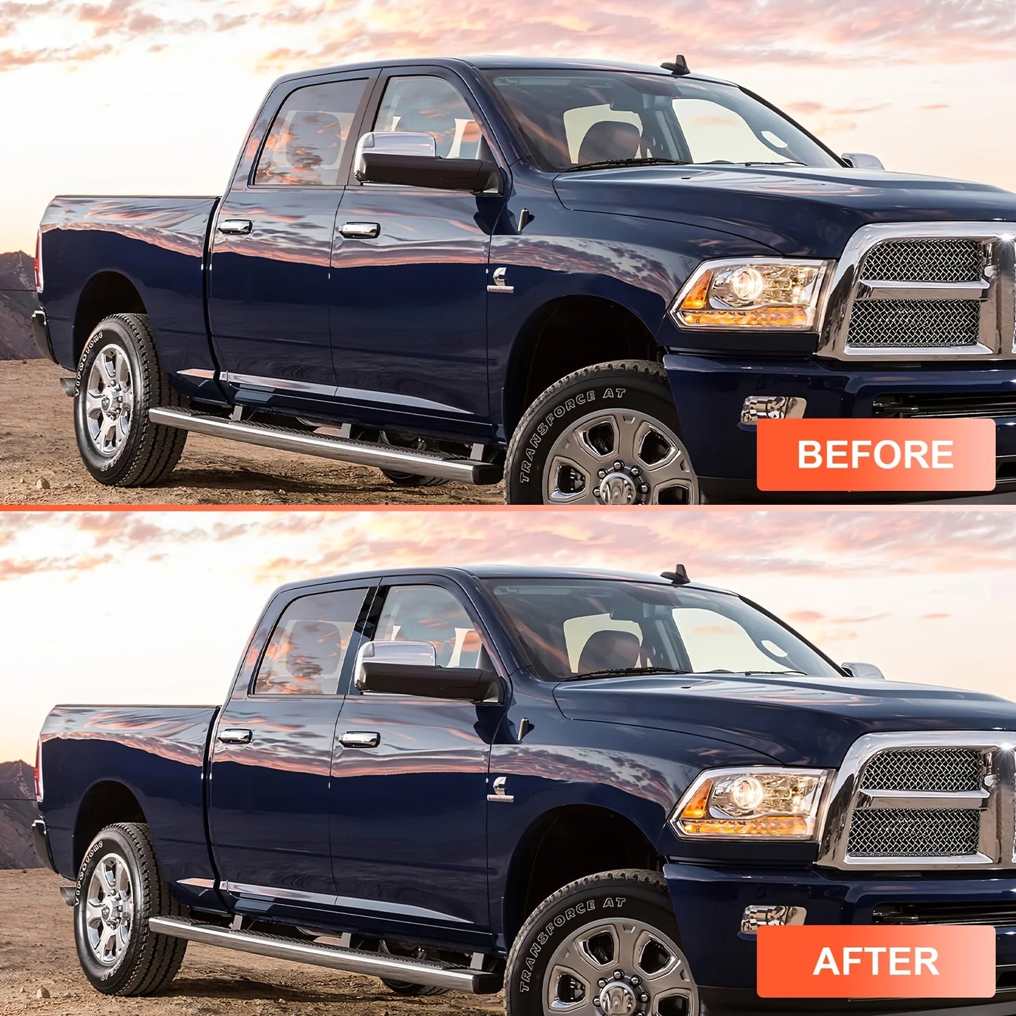 Gloss Black Pillar Post Window Trim Cover Set — Dodge RAM 1500 (2009-2018)