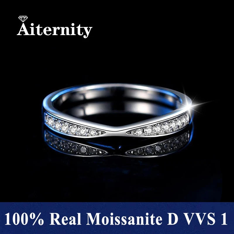 Moissanite V-Shape Ring – 925 Silver Engagement Band