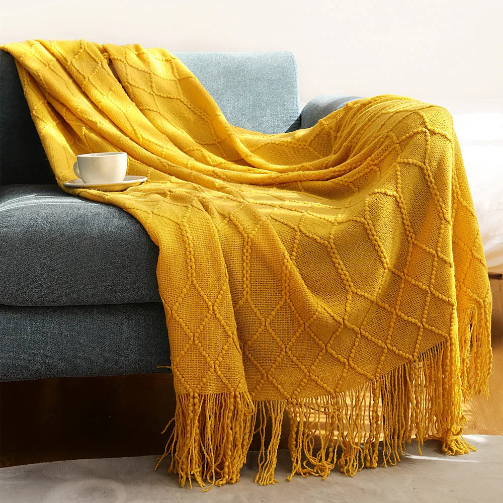 Cable Knit Throw Blanket, Lightweight Farmhouse Throw