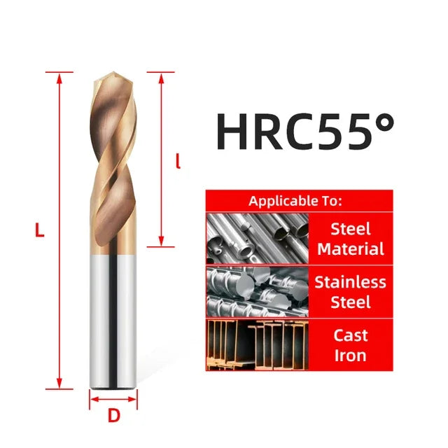 Carbide Drill Bit Set HRC55 0.5-20mm, Tungsten Steel CNC Bits