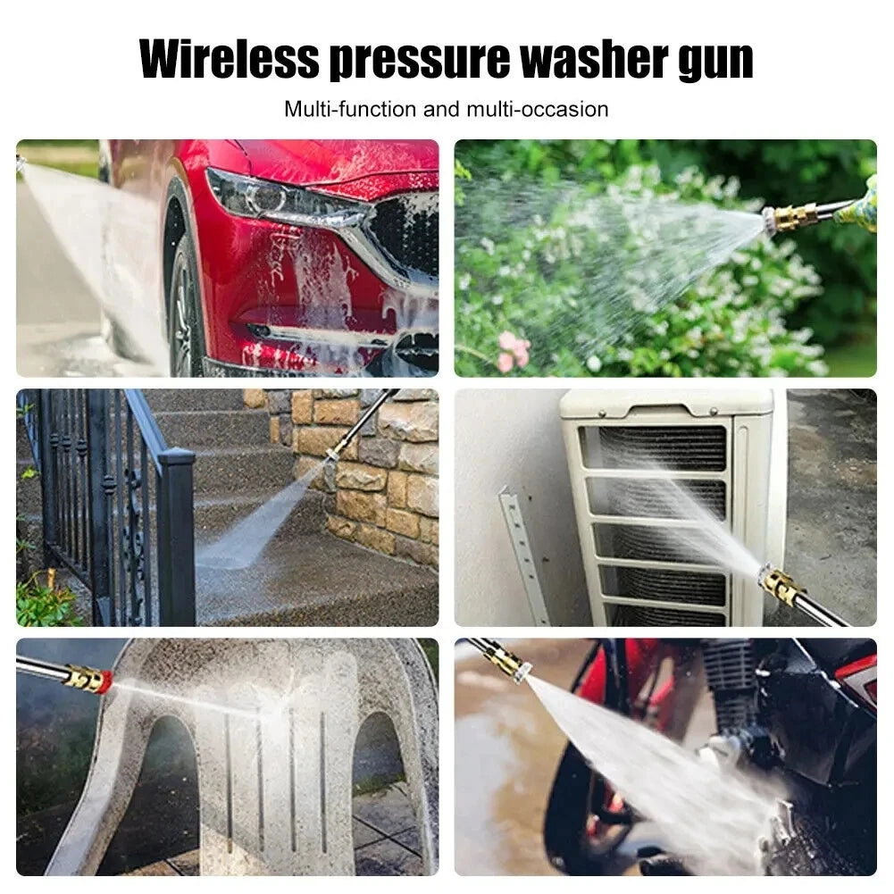 Wireless High-Pressure Car Wash Gun — 300W Self-Priming Washer