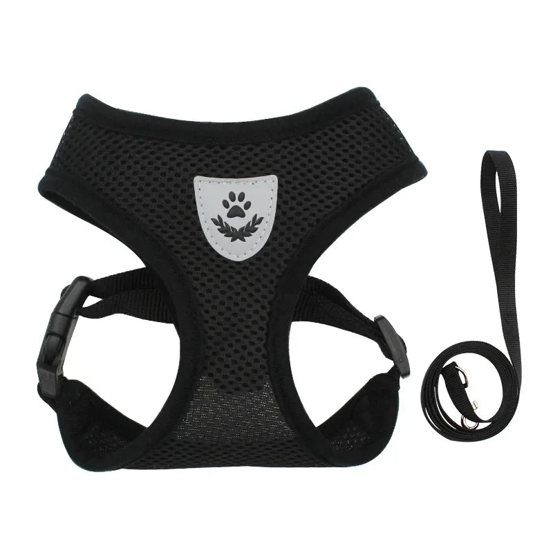 Adjustable Mesh Harness and Leash for Small Dogs and Cats, Reflective