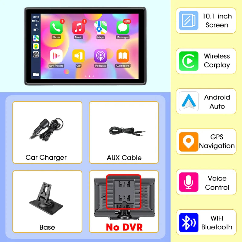 Jansite 10.1 inch UHD Car DVR 4K Dashcam CarPlay/Android Auto 4:3 Screen 5G WiFi GPS Navigation Recorder Rearview Camera FM AUX