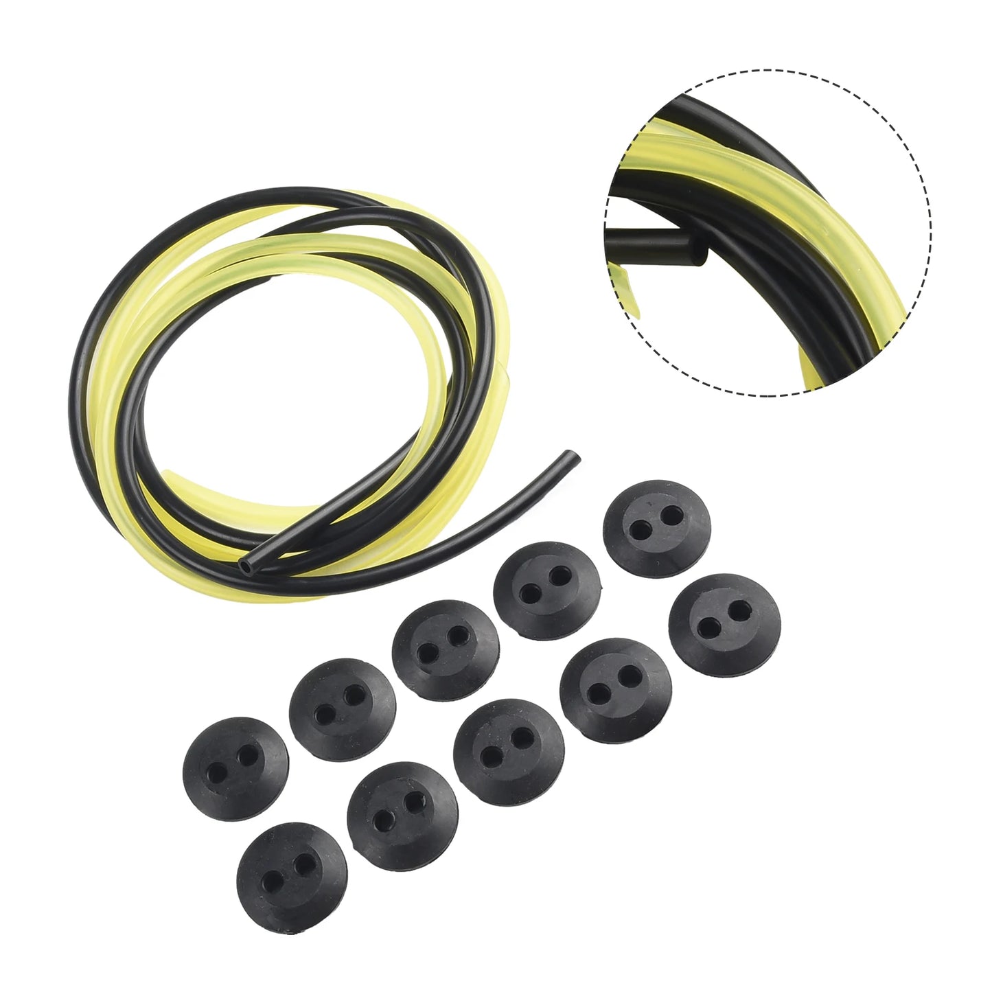 12pcs 2 Holes Fuel Tank Grommet Rubber With Fuel Line Pipe For Brush Cutter Grass Trimmer  Engine Part Garden Tool