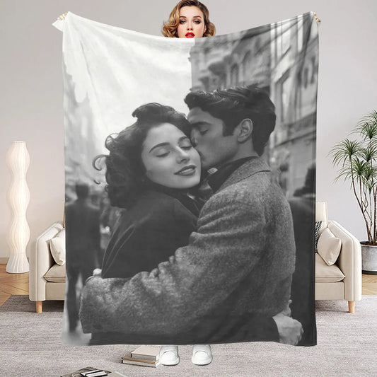 Custom Photo Flannel Blanket, Personalized Gift for Men and Women