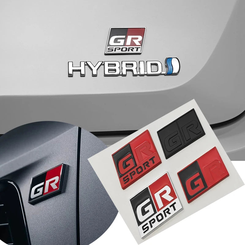 3D Metal Car Sticker GR SPORT Logo Fender Side Badge Rear Trunk Front Grille Emblem For Toyota Alphard Avensis Prius Crown Yaris