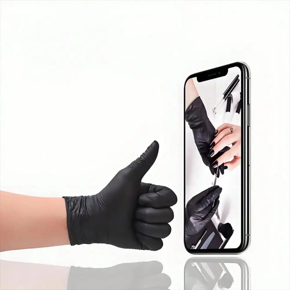 Heavy Duty Black Nitrile Gloves 100PCS, Food Safe Disposable Gloves for Cleaning, Cooking, Valentine's Day Prep & Car Care