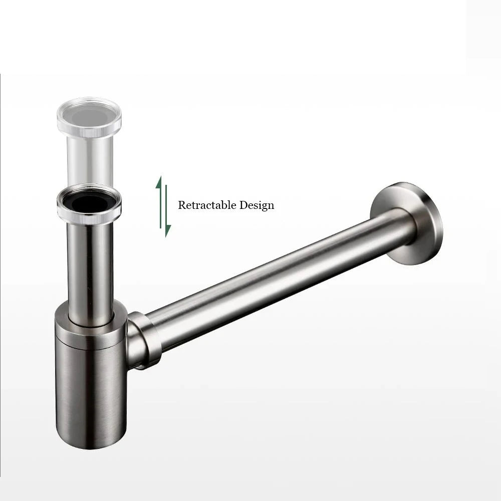 Wash Basin Bottle Plumbing P-Trap Bathroom Sink Siphon Drain Sewer Pipe Kit Luxury Matt Black High Quality Brass Body