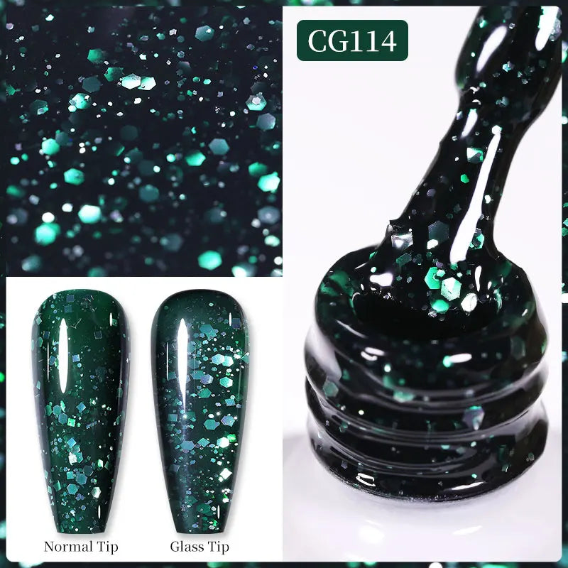 BORN PRETTY Christmas Green Glitter Gel Nail Polish 10ml Sparking Red Glitter White Gold Silver Santa Winter Snowflake Soak Off