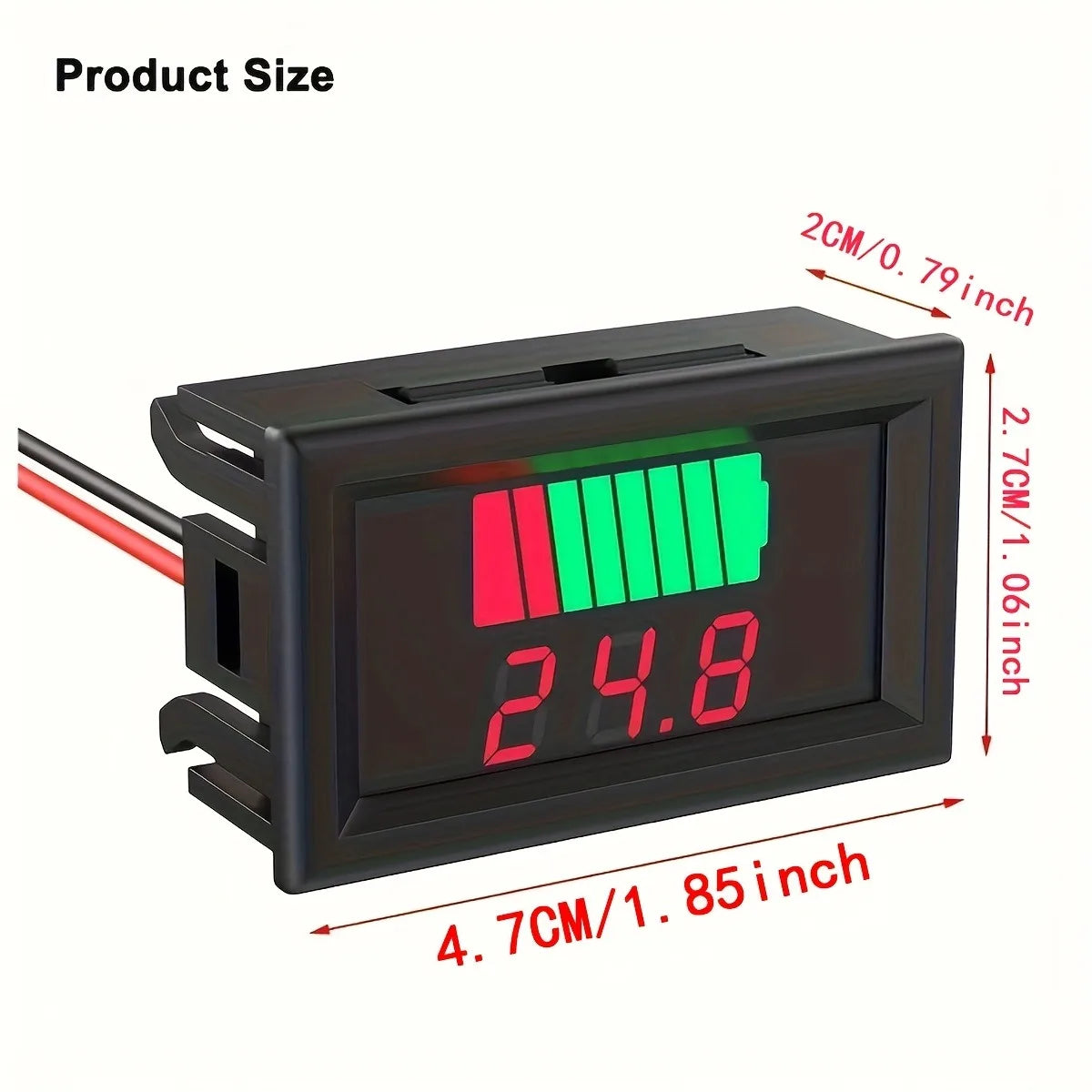 12V 24V 36V 48V 60V Car Battery Charge Level Indicator Lithium Battery Capacity Meter Tester Display LED Tester Voltmeter