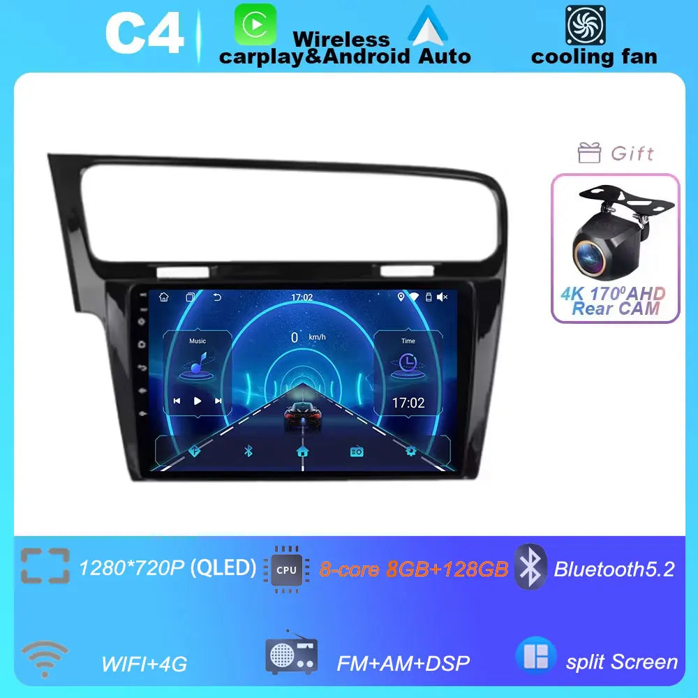 10" For Volkswagen VW Golf 7 MK7 GTI 2013-2017 Android 16 Carplay Car Radio Multimedia 8 CORE IPS QLED Navigation GPS 5G WIFI BT