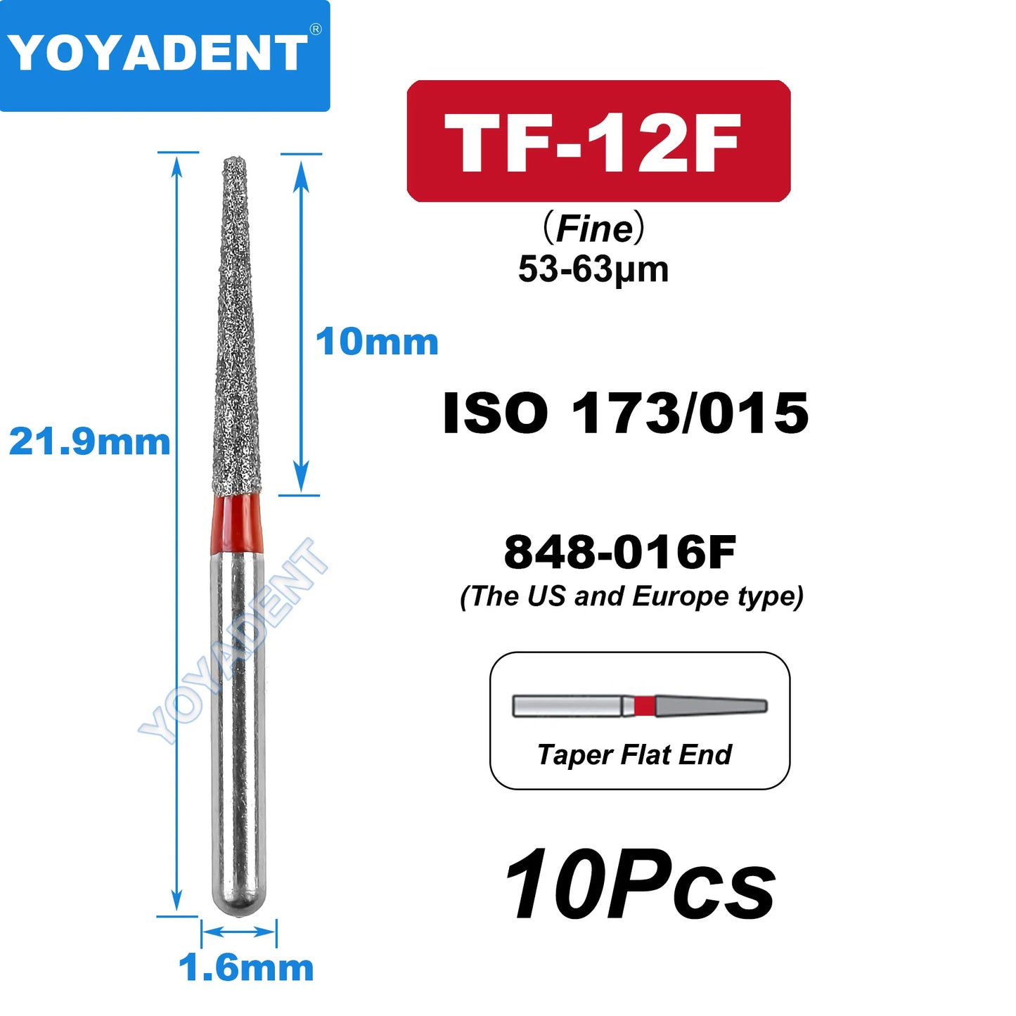 FG Fine Dental Burs Diamond Burs High Speed Turbines Drills Dental Lab Polishing Tools TR/TC/TF/FO/BR/SR/Type 1.6mm 10pcs/Pack