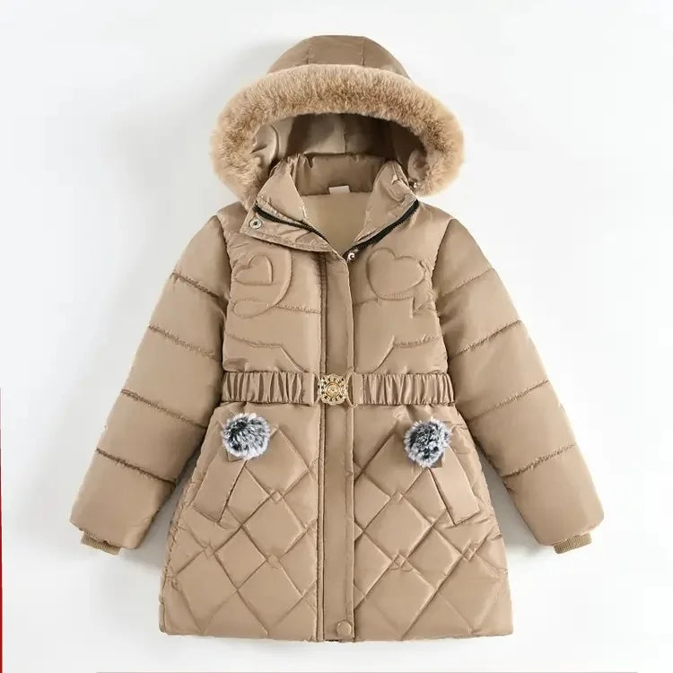 Girls' Hooded Winter Coat with Belt - Plush Lined Heavy Jacket - photo 29