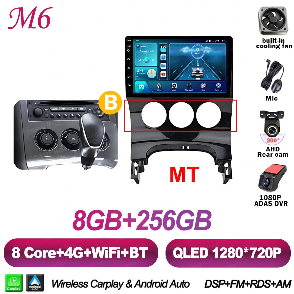For Peugeot 3008 5008 AT MT 2009 2012-2016 Android 16 Car Radio Multimedia Video Player 2 Din Carplay Bluetooth 8 Core Wifi 4G