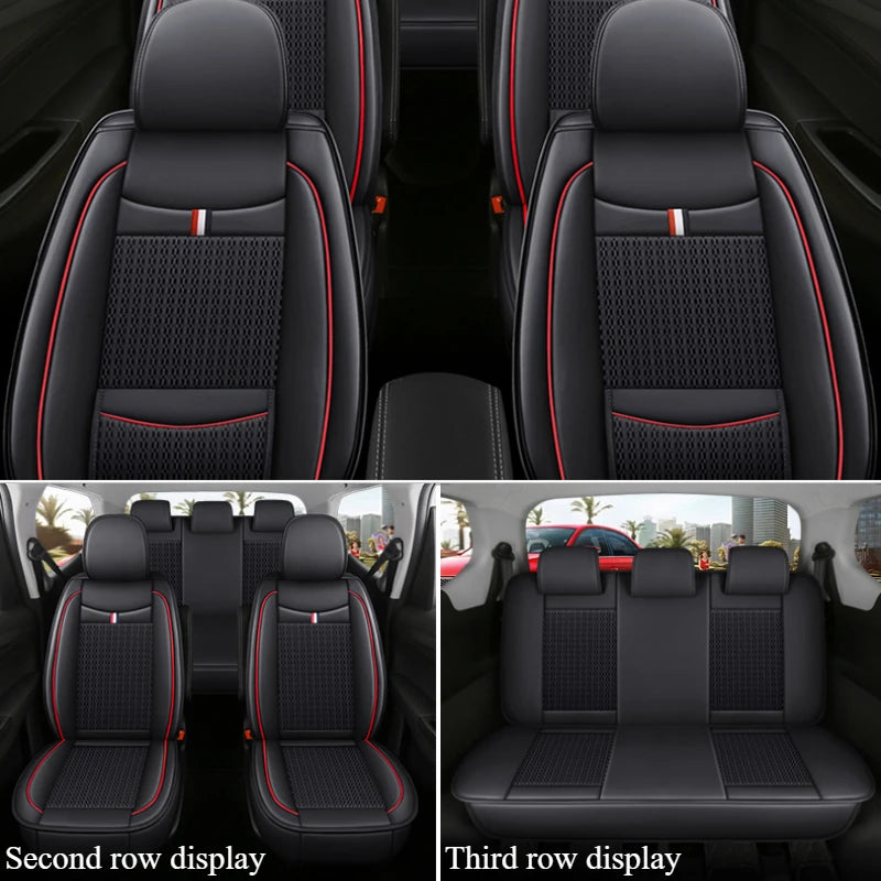 7-Seater Ice Silk & PU Leather Car Seat Cover Set for MPV