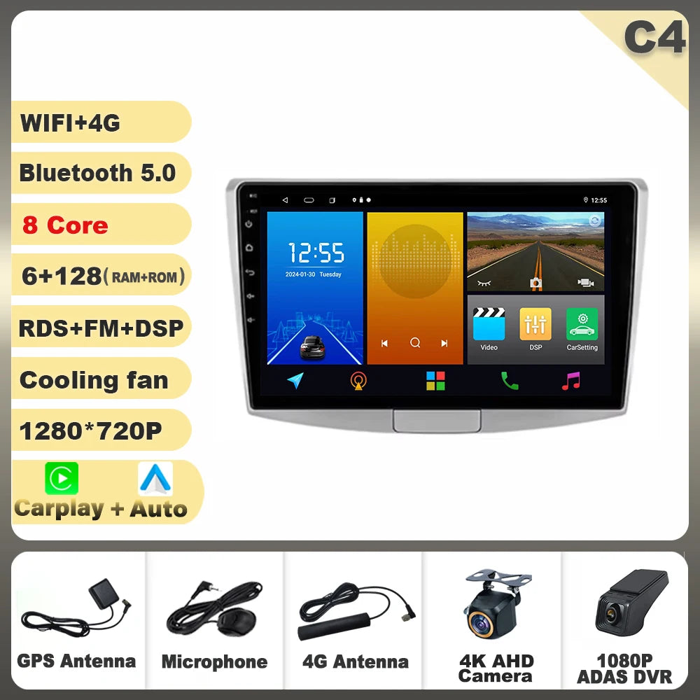 9" Android Car Stereo for VW Passat B7 B6 CC (2010–2015) — Wireless CarPlay, Android Auto, GPS, 5G WiFi