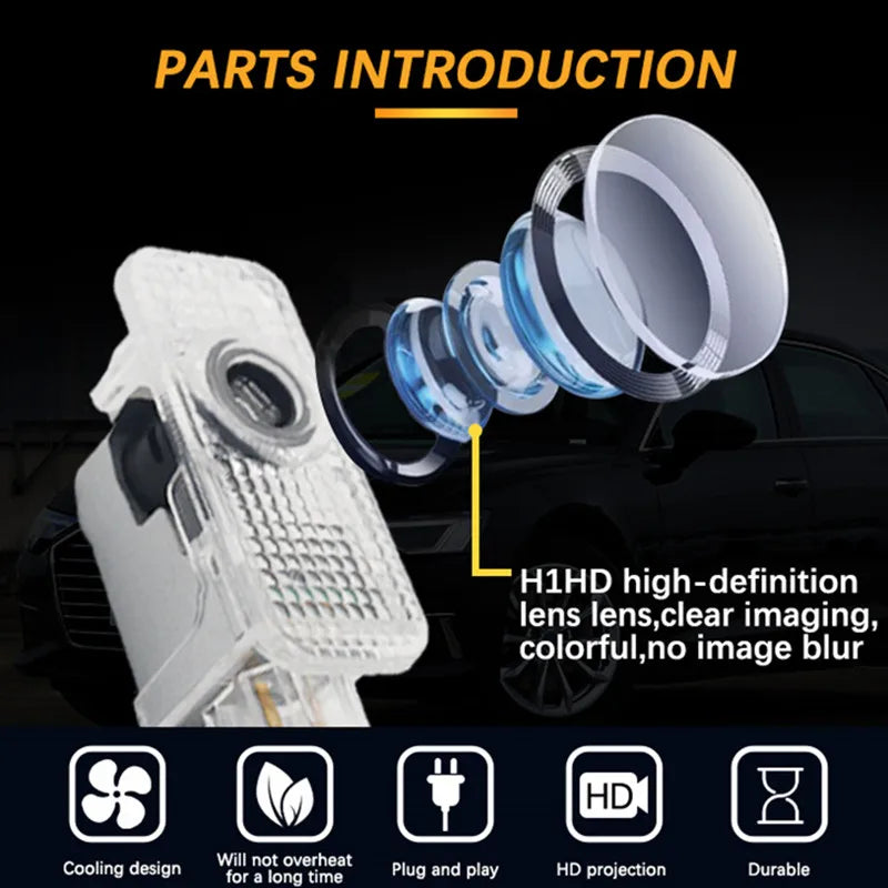 Audi LED Door Welcome Light – Car Door Emblem Lamp for Q3 Q5 Q7 S3 S4 S5 S6 S7 A4 A5 A6 A7 A8