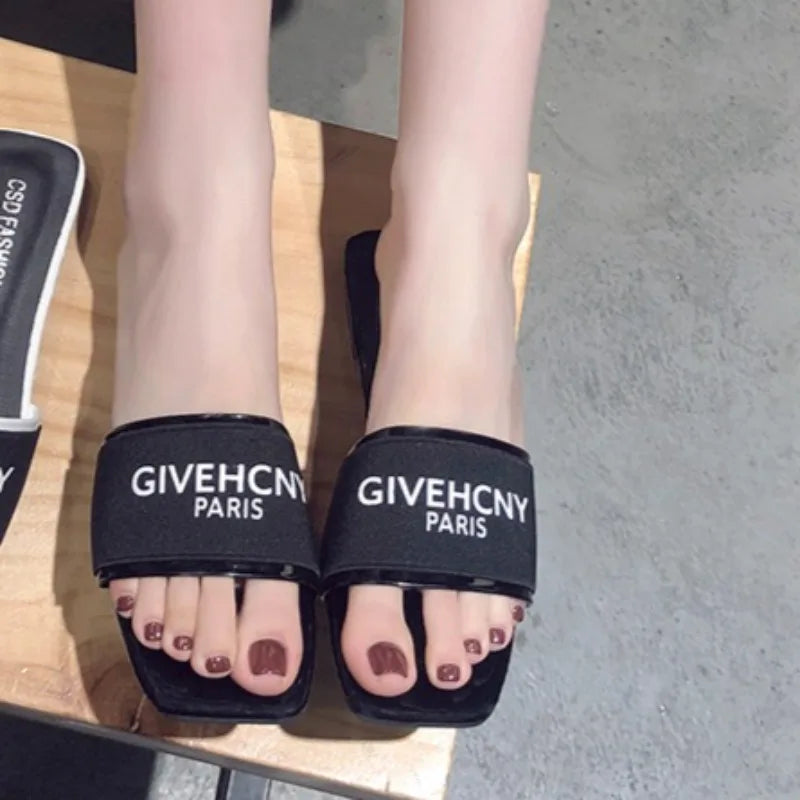 Women's Luxury Platform Slippers – Flat Heel PU Sandals for Summer, Beach & Outdoor (EU 35–42)