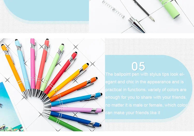 50 Pcs Metal Business Ballpoint Universal Drawing Touch Screen Stylus Pen Custom Logo School Office Supplies Free Engraved Name