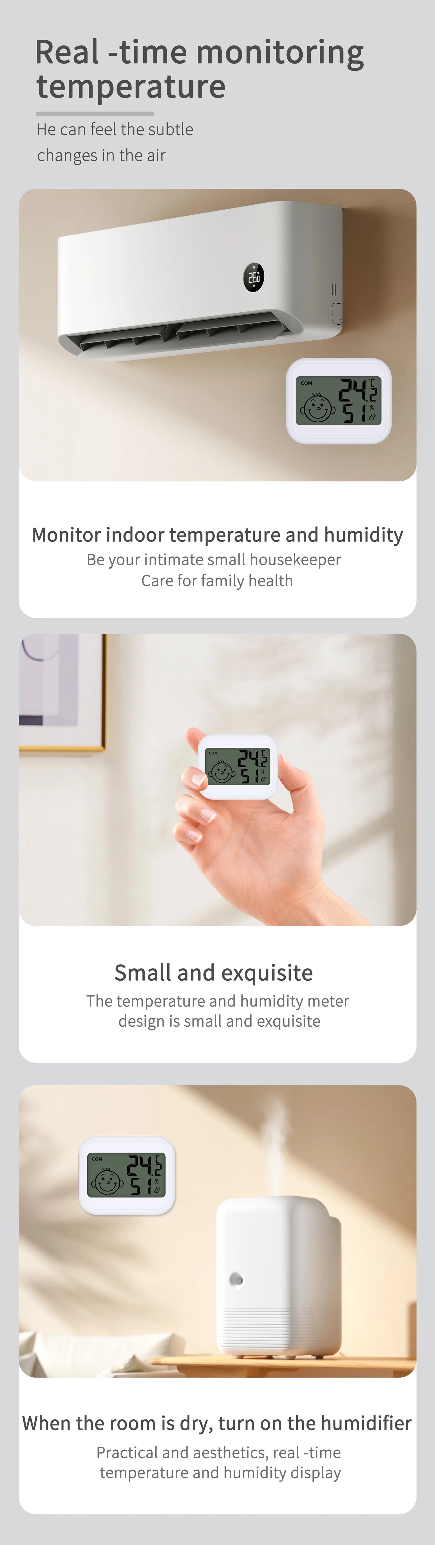 LED Thermometer Thermo-Hygrometer Multifunction Electronic Clock Temperature Humidity Meter Weather Station for Home With Alarm