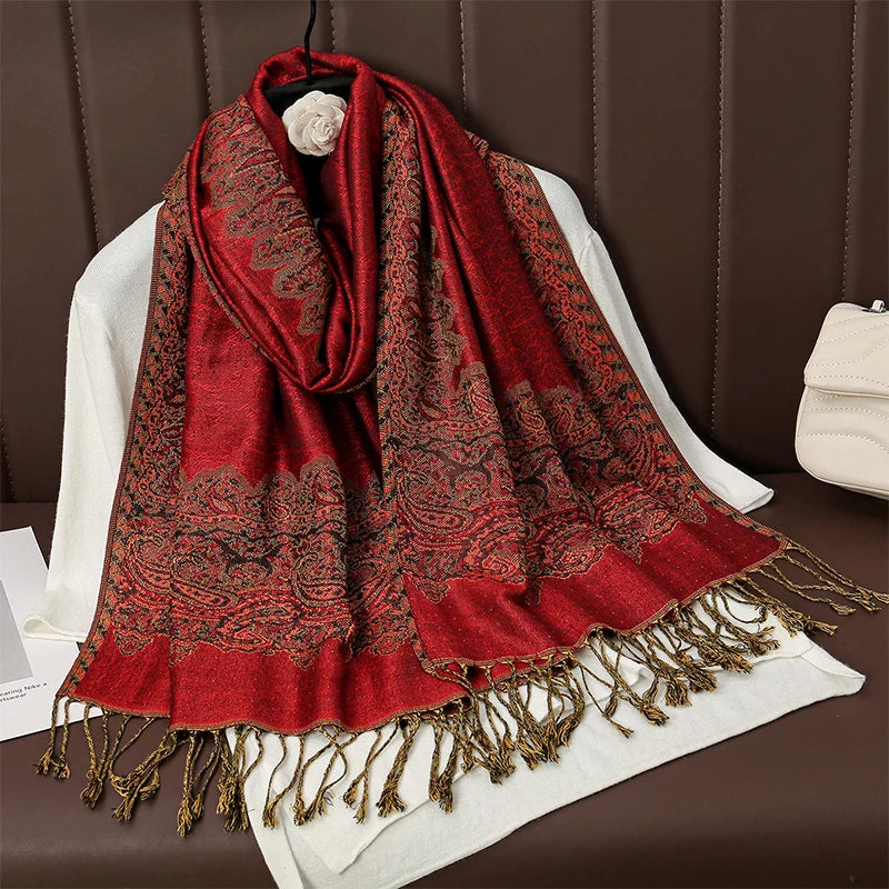 Women's Printed Pashmina Shawl, Soft Winter Scarf