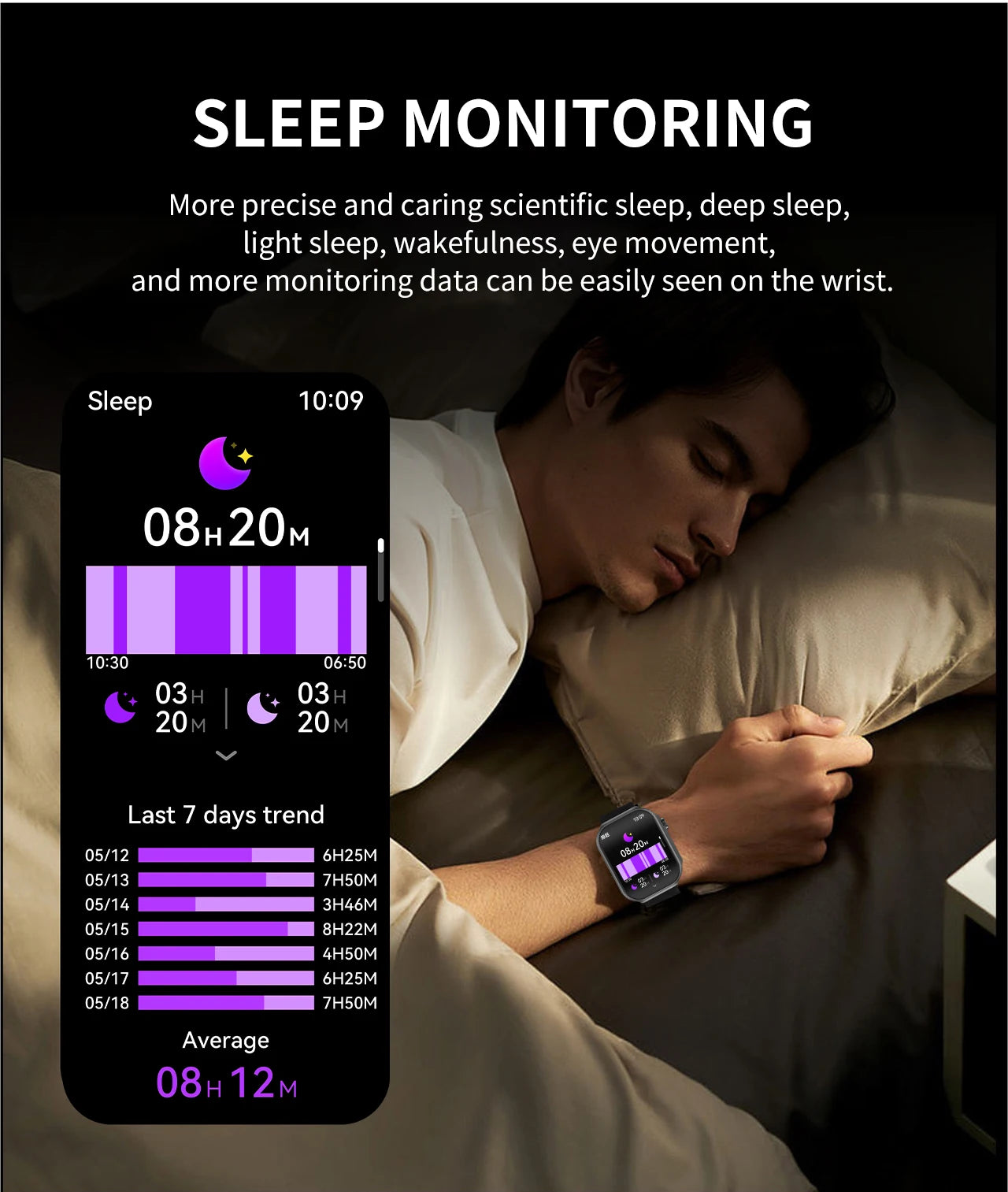 LIGE BWU15 Smart Watch – 2.2" 3D Curved Screen, BT Calling, Heart Rate, Blood Oxygen & 100+ Sports Modes | IP67
