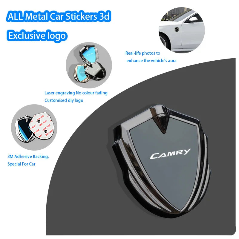 For Toyota Camry 8th gen xv70 acv70 xv50 2015 2024 2025 Interior Key Accessories Car Body Metal Shield 3D Emblem Sticker Badge