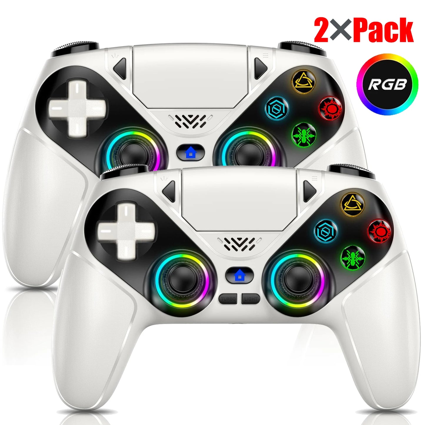For Playstation 5/PS5/PS4/PC Game Controller,6 Axis Gyro RGB Wireless Gamepads 4-Level Shock Turbo Programmable Gaming Joystick