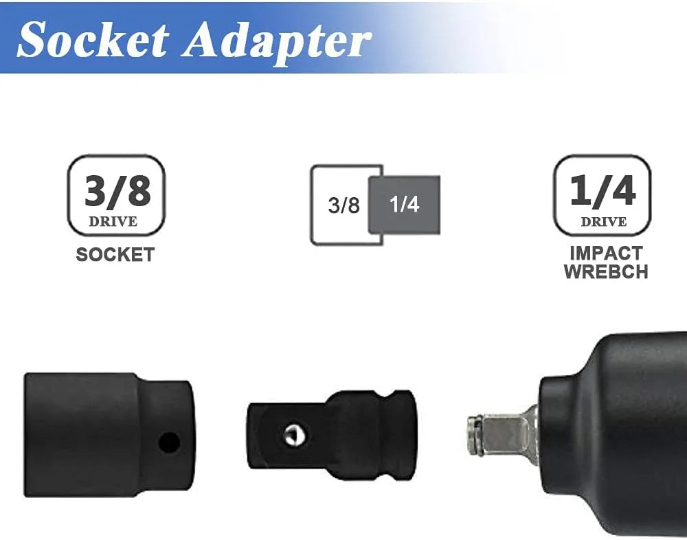 4PCS Impact Socket Adapter Reducer Set 1/2 3/8 1/4 inch Use Wrenches Drills in Auto and Impact Driver Construction Work