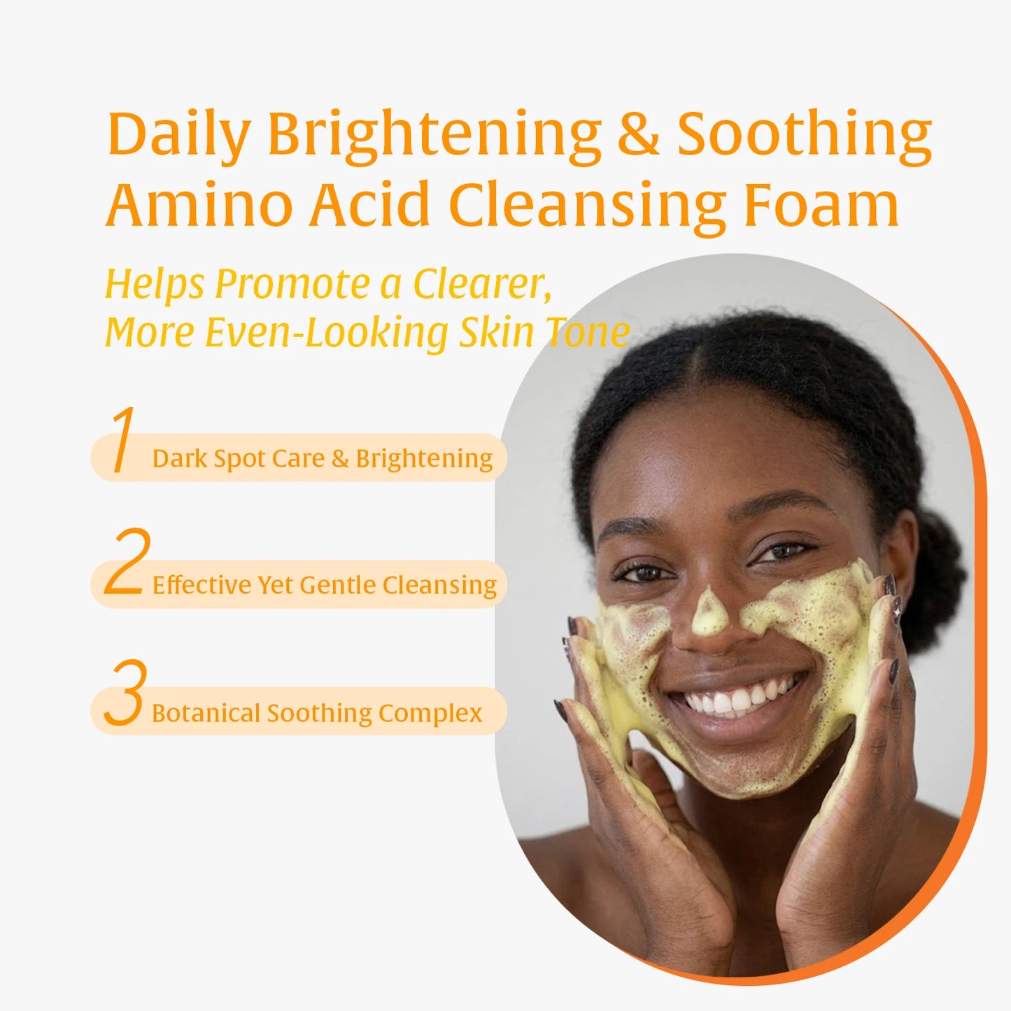 Turmeric Kojic Acid Amino Acids Foam Cleanser – Gentle Cleansing, Face & Body Brightening, for Dark Spots, Uneven Skin Tone
