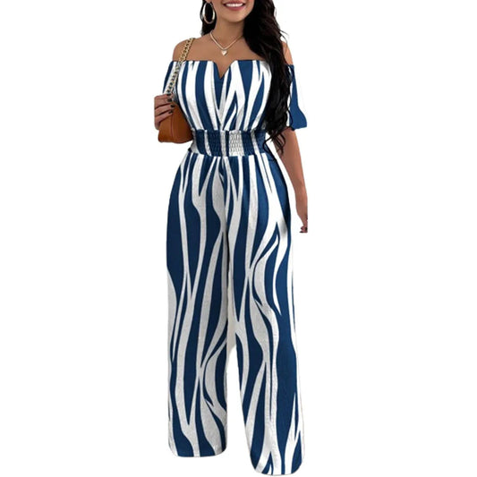 Women's Off-Shoulder Wide-Leg Jumpsuit - Long Spring Jumpsuit - photo 4