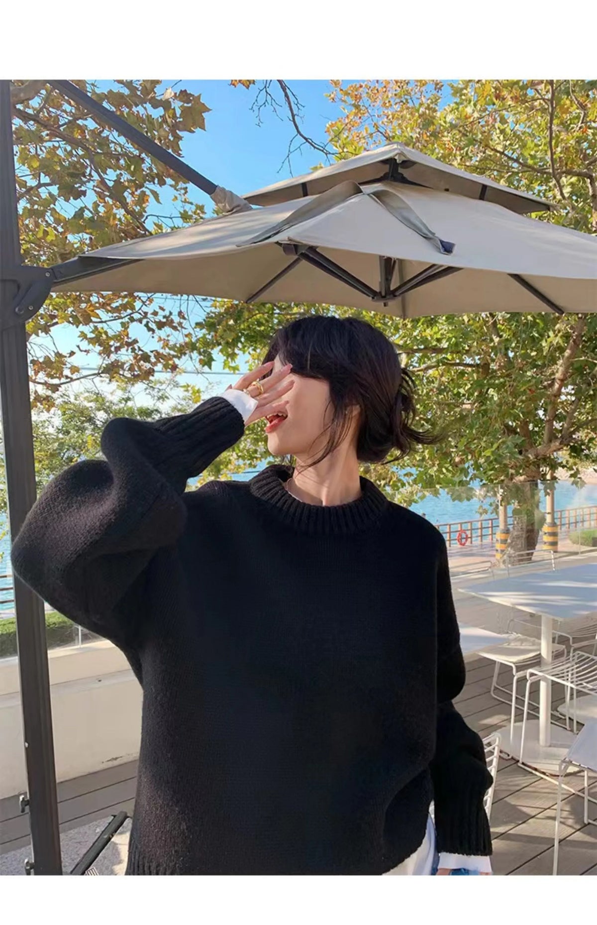 Women's Cashmere Loose Crew Neck Sweater