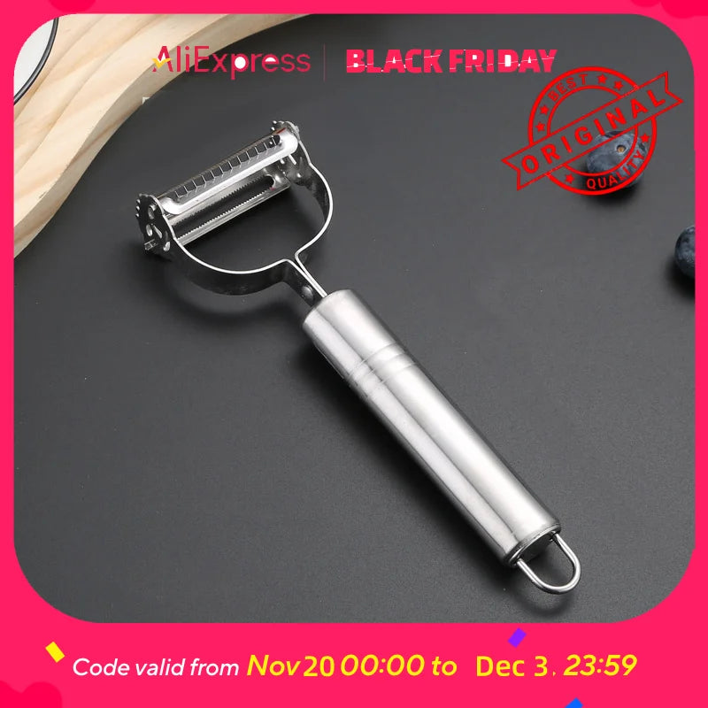 3-in-1 Stainless Steel Peeler Set - Vegetable Peeler, Julienne Slicer, Grater for Kitchen, Dishwasher Safe (Silver)