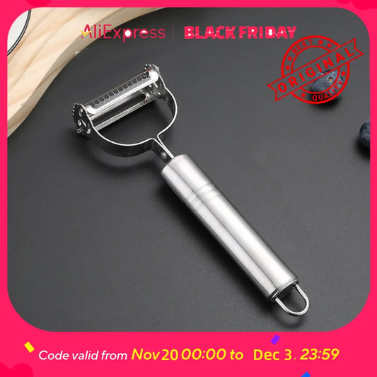 3-in-1 Stainless Steel Peeler Set - Vegetable Peeler, Julienne Slicer, Grater for Kitchen, Dishwasher Safe (Silver)