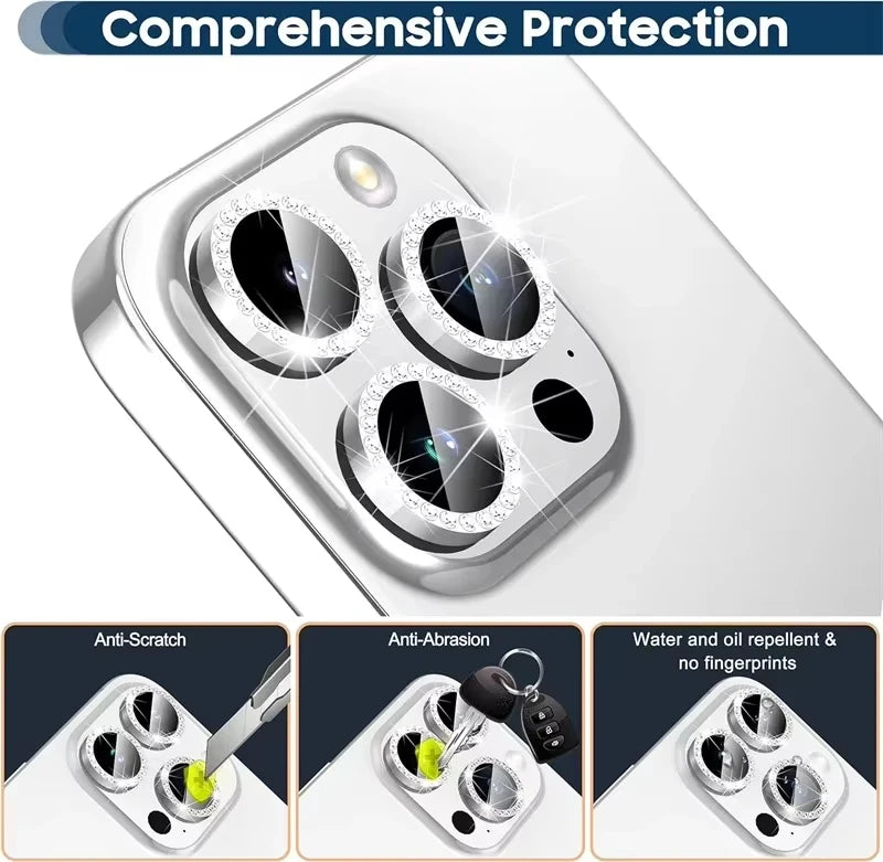 Glitter Diamond Rhinestone Camera Lens Protector for iPhone 17 Air 16 16Pro 15 14 Pro Max Plus 13 12 Mini 11 16Pro 13Pro 12Pro