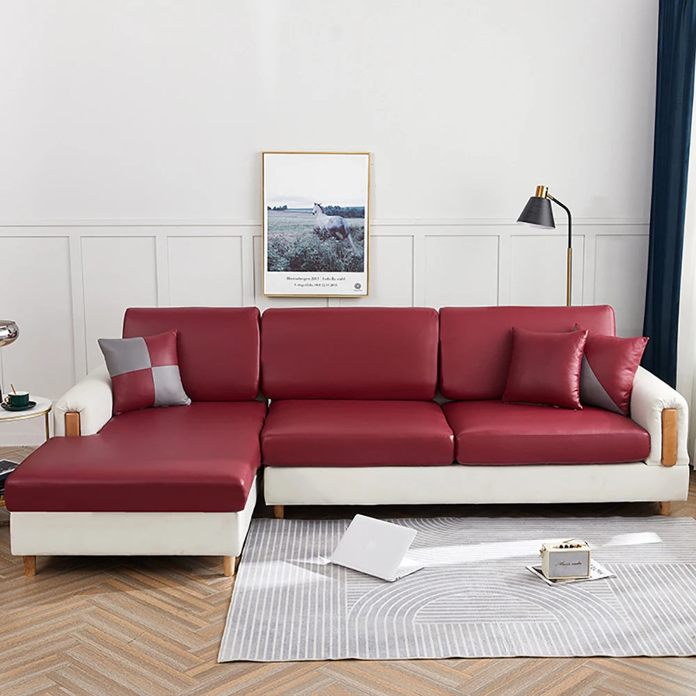 Waterproof PU Leather Sofa Seat Cushion Cover For Living Room Furniture Protector L Shape Corner Armchair Couch Slipcovers