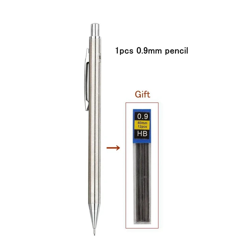 Full Metal Mechanical Pencil Set 0.3 0.5 0.7 0.9 1.3 2.0mm HB Automatic Pencil With Leads,for Art Drawing Writing Sketchin