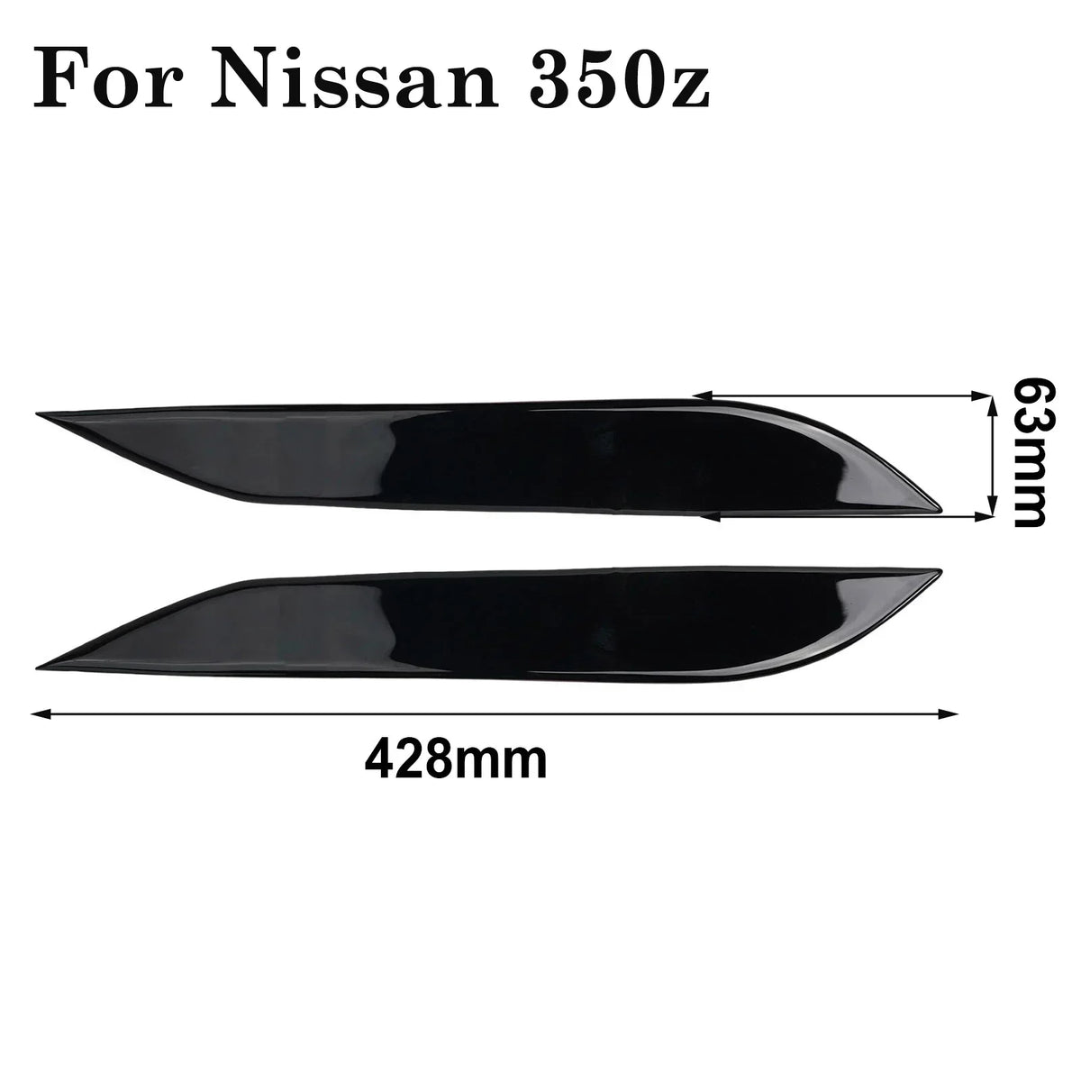 2x For Nissan 350Z Z33 2006-09 Headlight Eyebrow Trim Car Front Lamp Eyelids Trim Sticker Headlamp Eyebrow Molding Decor Set