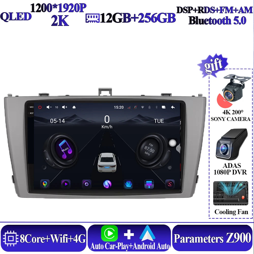 Android 16 8 core Carplay For Toyota Avensis T27 2009-2015 Car Multimedia Player 5G Wifi High-performance 7862 CPU Touch Display