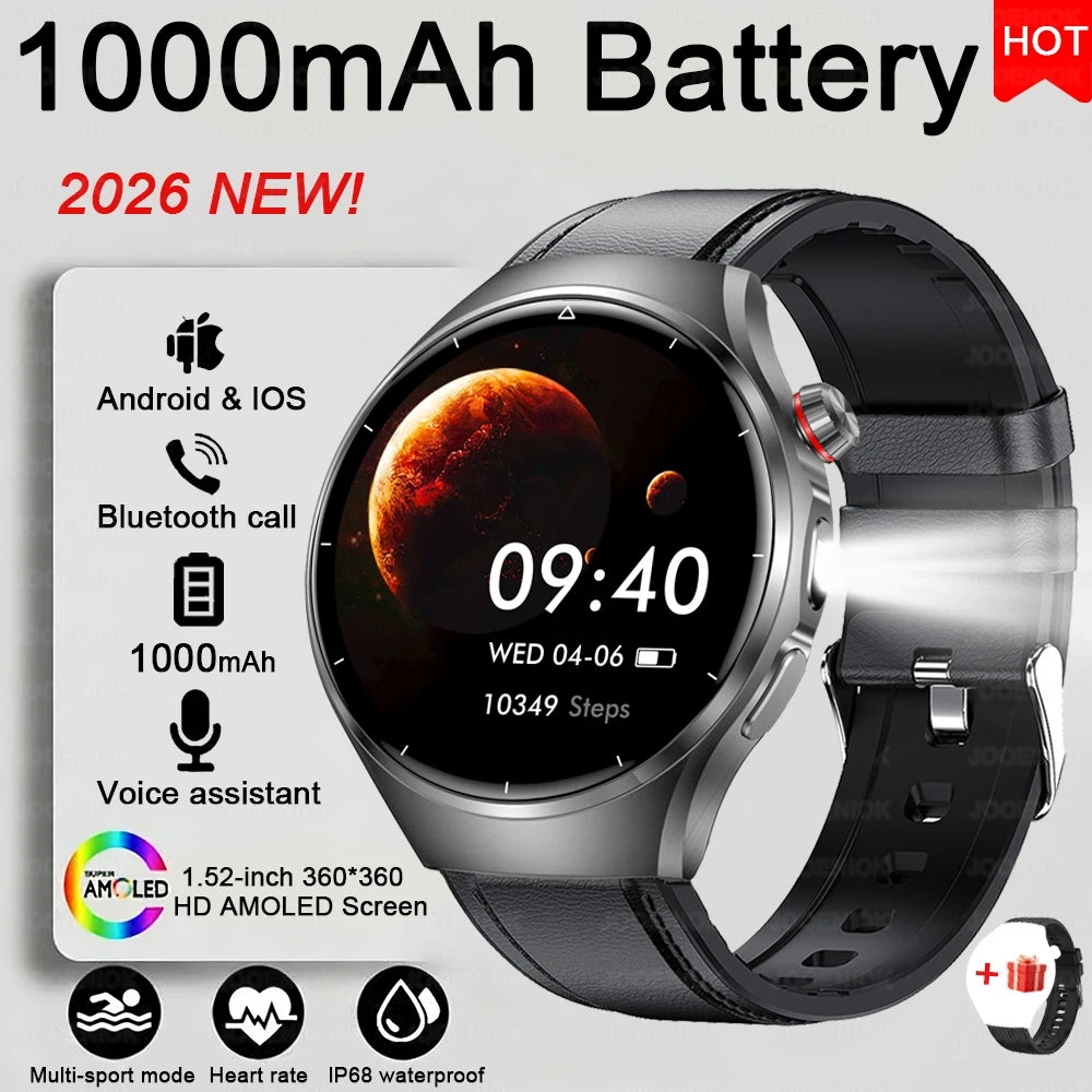 2026 G6 Max Smartwatch – 1000mAh Battery, Bluetooth Call, GPS Tracking & LED Flashlight | Men