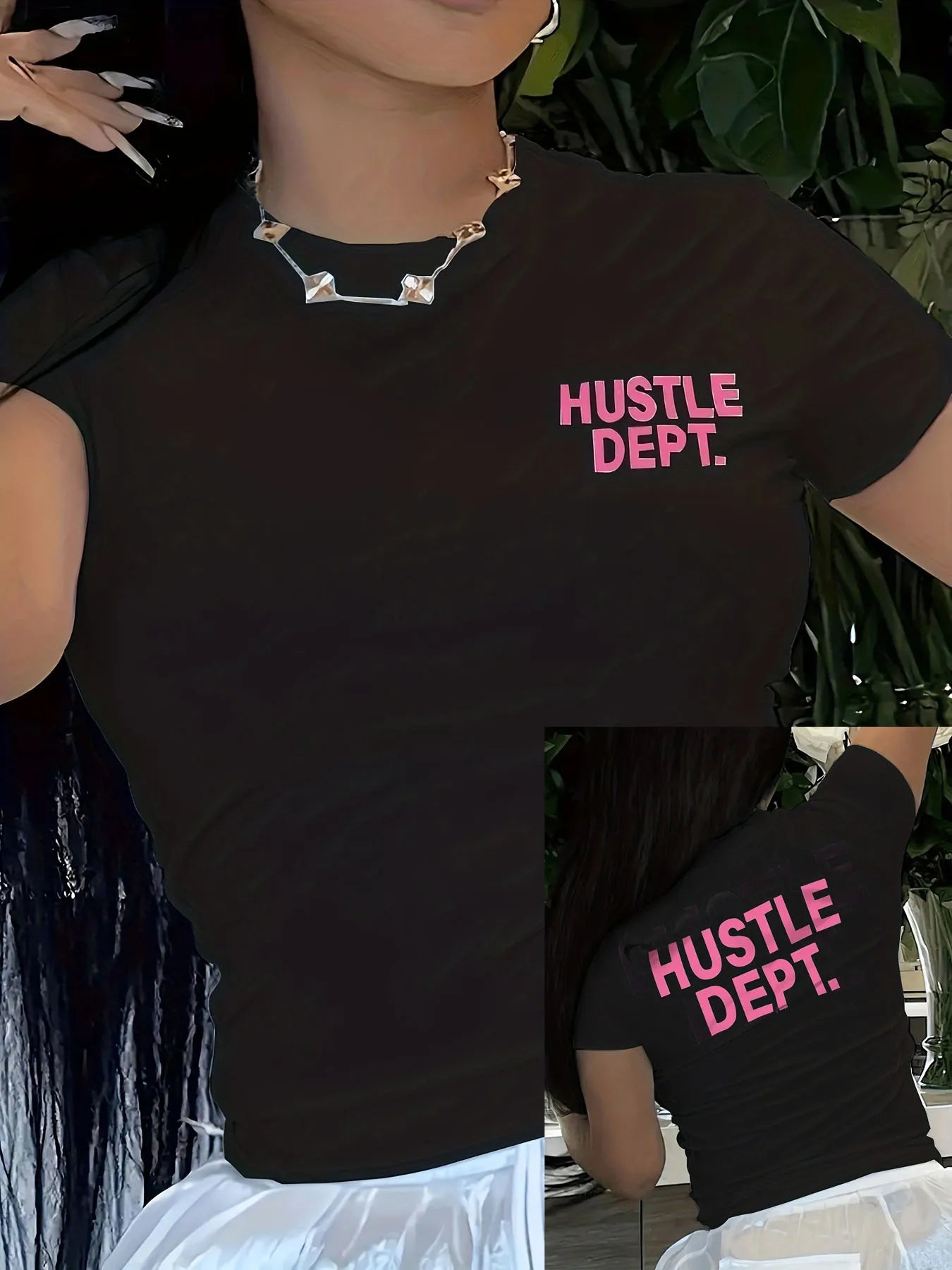 Women's 'Hustle' Graphic Tee — Short-Sleeve Casual Harajuku Top