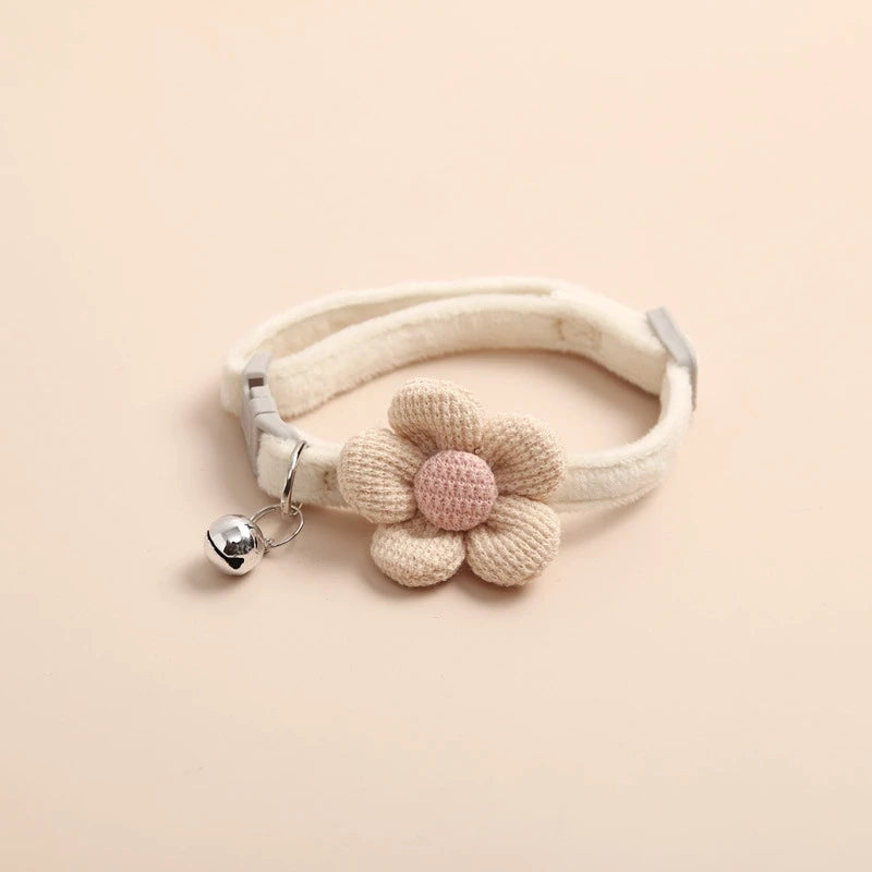 Sunflower Bow Cat Collar with Bell - Soft Polyester Strap – photo 8