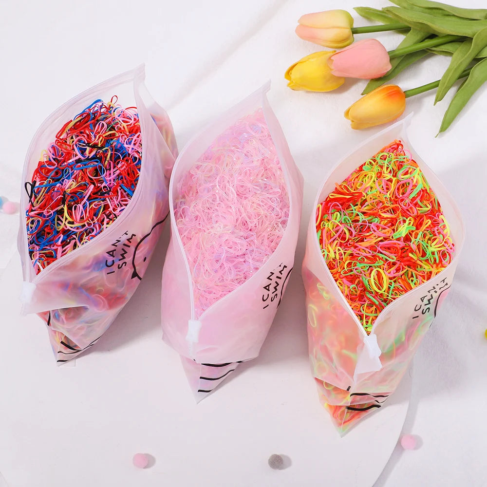 MMAlto Colorful Disposable Elastic Hair Ties for Girls – 500/1000/2026 Pcs Bulk Pack