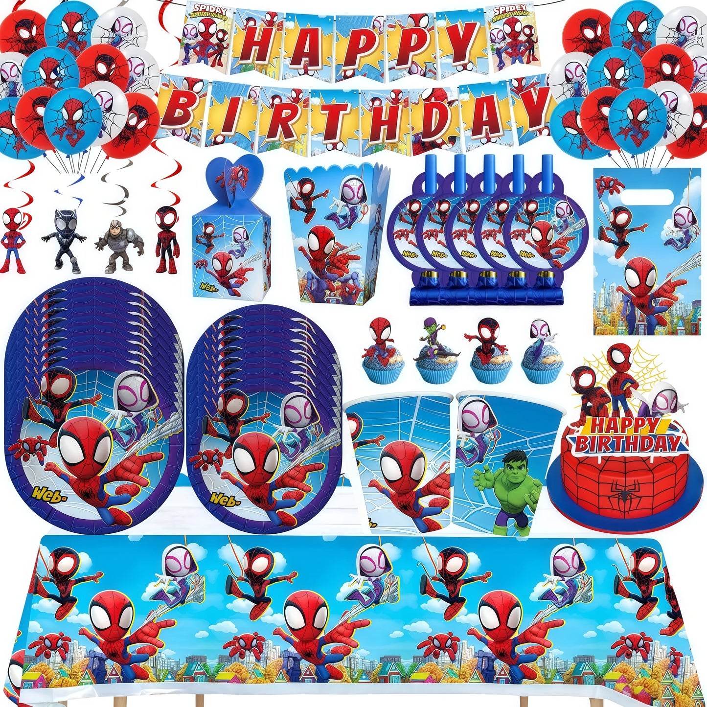 Spidey Birthday Party Tableware Paper Plate Decorations Spiderman Disposable Tableware Spidey and His Best Friend Party Supplies