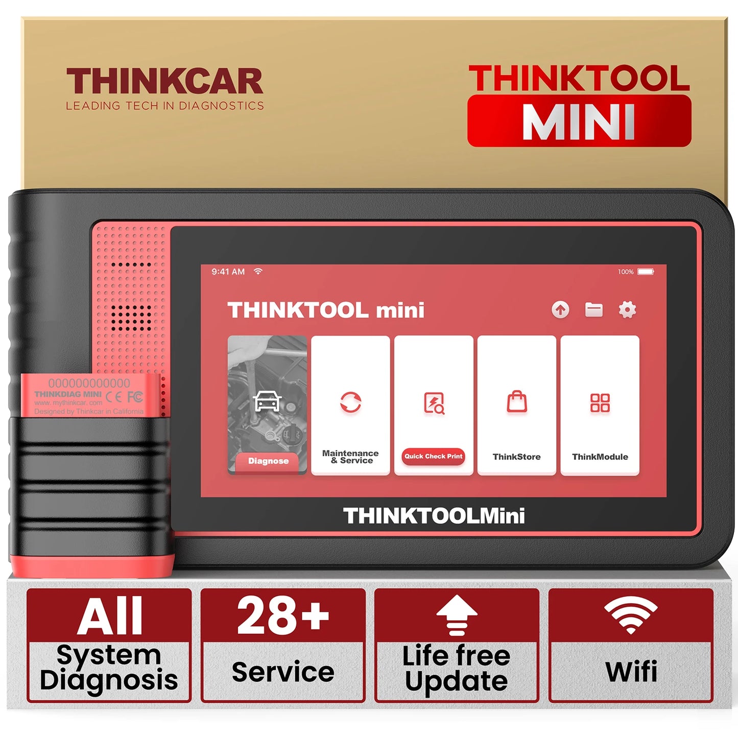 THINKTOOL MINI/MINI2 Car Scanner Auto All System Diagnostic Tool 28 Reset Scan Tool Bidirectional Control ECU Coding Code Reader